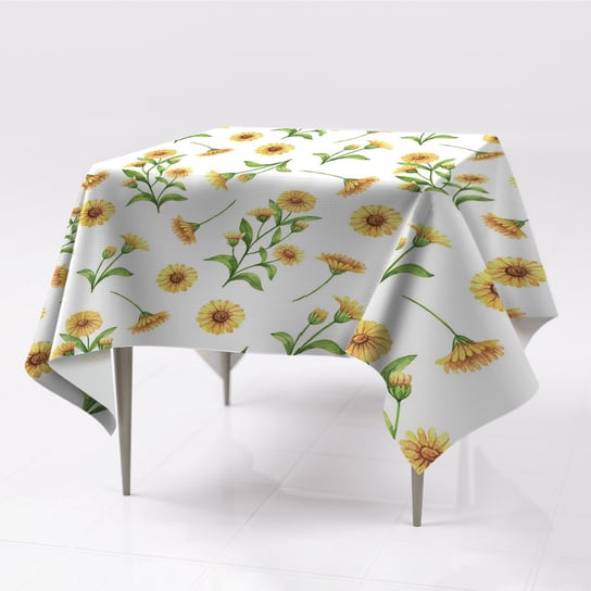 Nadruk obrus na stół Słoneczniki delikatny wzory, Fabricsy, 150x150 cm Fabricsy