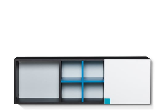 Nadstawka Shibu, grafit/biały/niebieski, 120x40x35 cm Konsimo