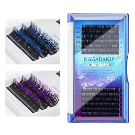 Nagaraku, Rzęsy Ombre classic blue & purple Mix D, 0.07, 10-15 mm Nagaraku