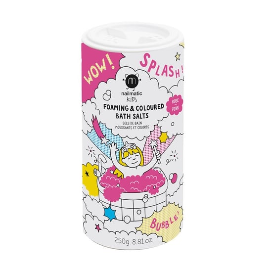 Nailmatic Kids foaming & coloured bath salts pieniąca się sól do kąpieli dla dzieci pink 250g Nailmatic