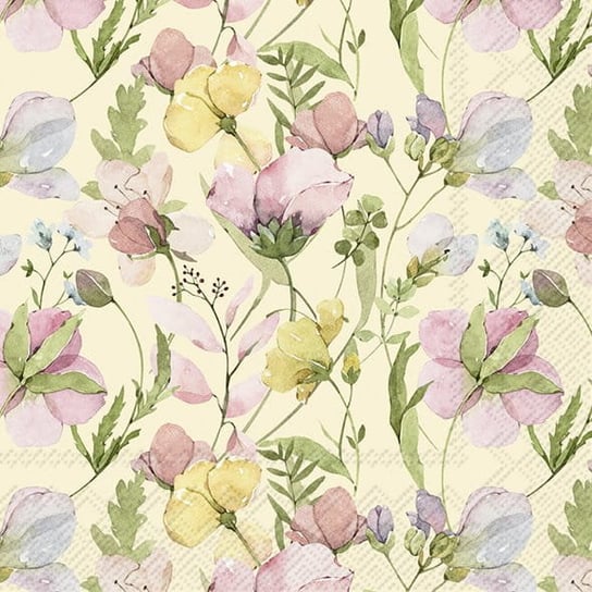 NAIMA serwetki ozdobne papierowe - 33x33 cm - pastelowe kwiaty kremowe Inna marka