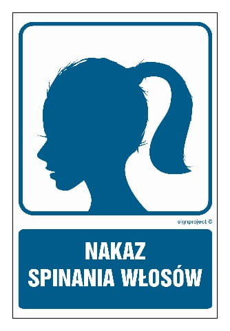 Nakaz spinania włosów 225X150 znak tabliczka PCV  z przylepcami wodoodporna LIBRES POLSKA SP Inna marka