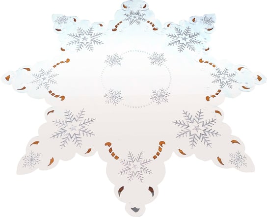 Nakładka bożonarodzeniowa, 85x85, Święta, biała z haftem w płatki śniegu, OS-305-A Dekorart