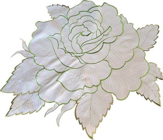 Nakładka dekoracyjna, 60cm, biała z zieloną różą, OHF01-2 Dekorart