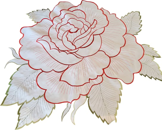 Nakładka dekoracyjna, 85cm, biała z czerwoną różą, OHF01-1 Dekorart