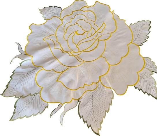 Nakładka dekoracyjna, 85cm, biała z żółta różą, OHF01-3 Dekorart
