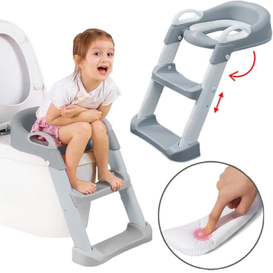 Nakładka Na Sedes Wc Z Drabinką Miękkie Siedzisko Szara Baby Toilet