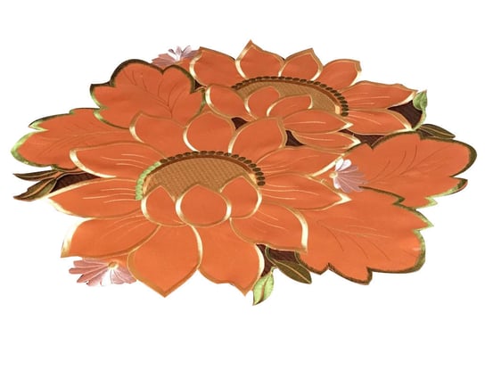 Nakładka z haftem, 60cm, pomarańczowa w kwiaty, OH-192-I Dekorart