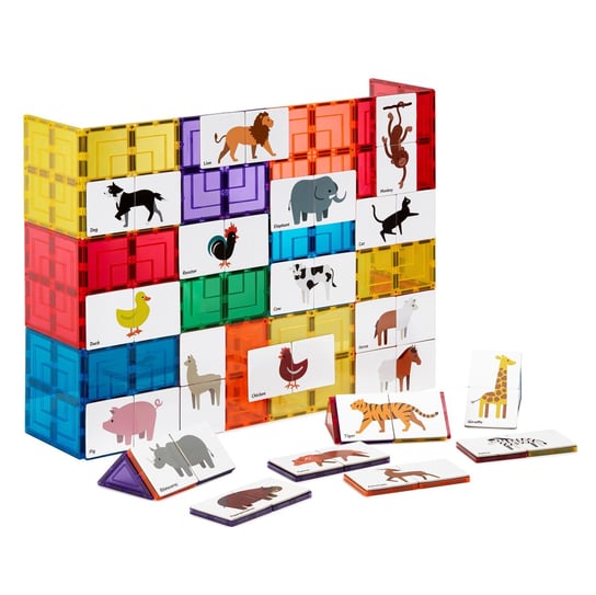 Nakładki na klocki magnetyczne puzzle 40 el. Duo Animal Puzzle Pack Learn & Grow Toys
