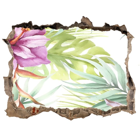 Naklejka 3D dziura na ścianę Hawajskie kwiaty, Tulup Tulup