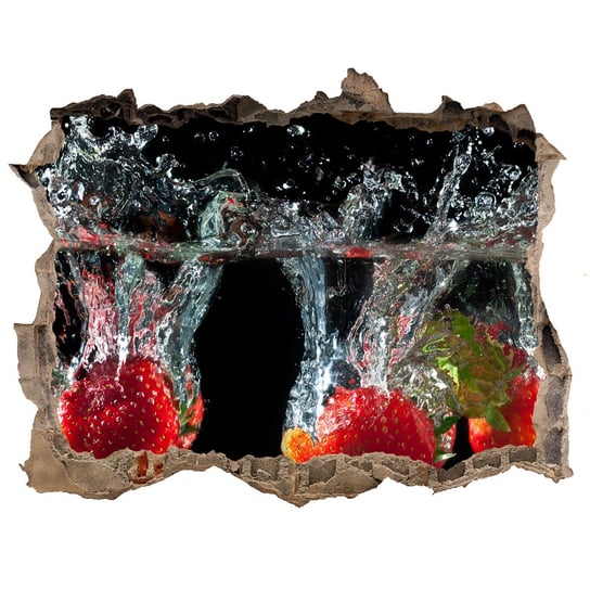 Naklejka 3D dziura na ścianę Truskawki pod wodą, Tulup Tulup