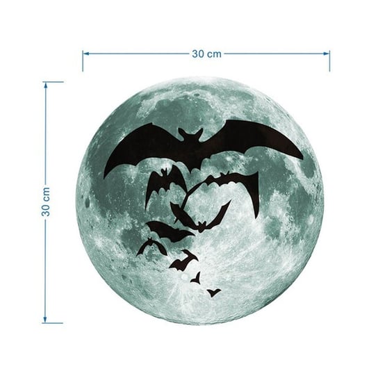 Naklejka 3D Na Ścianę Halloween, Księżyc Świecący W Ciemności, Nietoperze Inna marka
