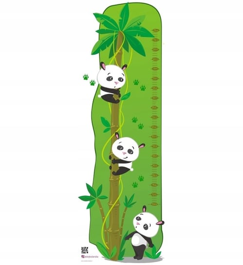 Naklejka dla dzieci - Miarka Wzrostu - 3 pandy Naklejkolandia