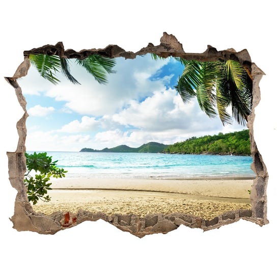 Naklejka fototapeta 3D widok Palmy na plaży 120x81, Tulup Tulup