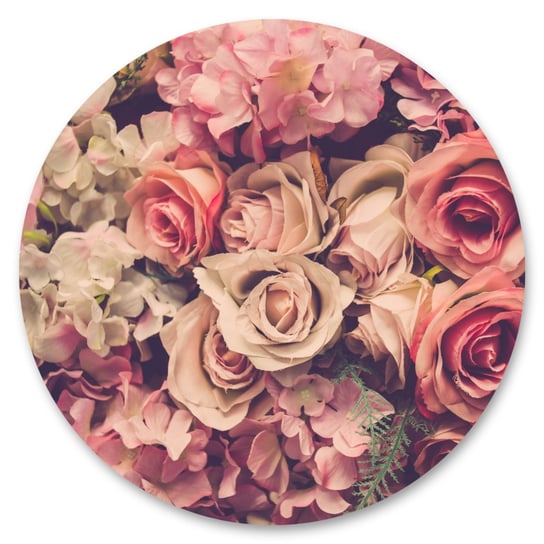 Naklejka Kolorowe Kwiaty Styl Retro Koło Róże Bukiet 100Cm X 100Cm Muralo