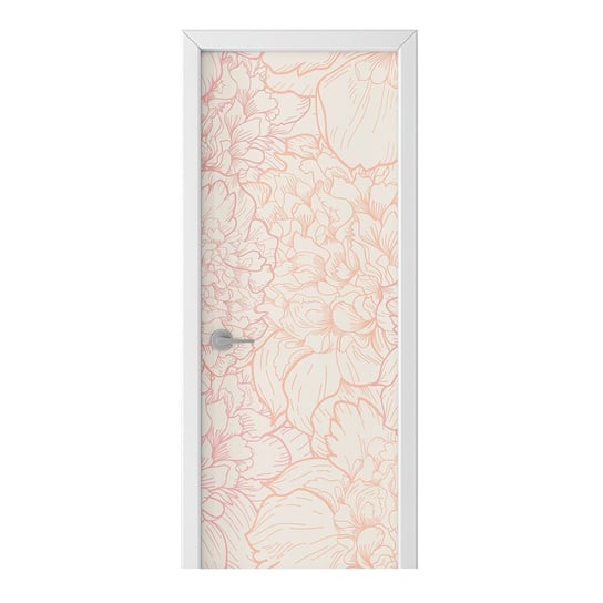 Naklejka na drzwi HOMEPRINT Bezszwowy wzór piwonii 95x205 cm HOMEPRINT