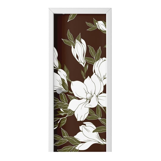 Naklejka na drzwi HOMEPRINT Białe kwiaty magnolii 85x205 cm HOMEPRINT