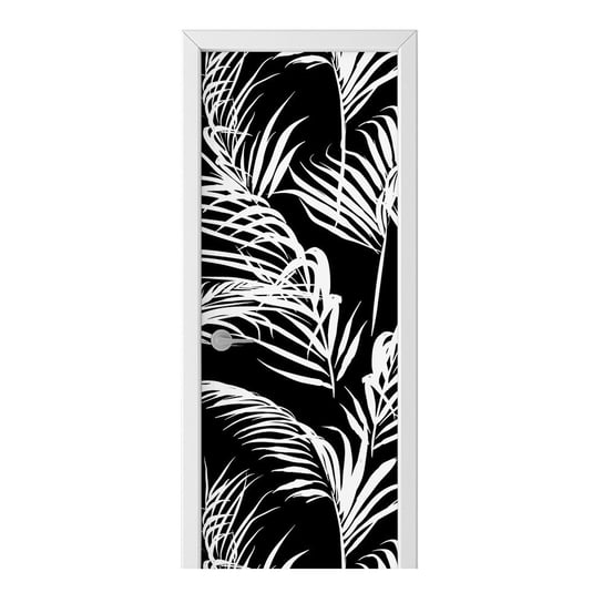 Naklejka na drzwi HOMEPRINT Białe liście palmy 85x205 cm HOMEPRINT