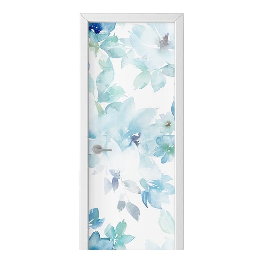 Naklejka na drzwi HOMEPRINT Błękitne kwiaty 75x205 cm HOMEPRINT