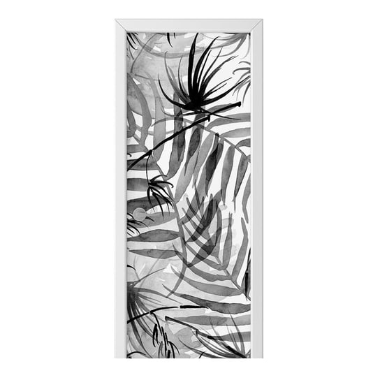 Naklejka na drzwi HOMEPRINT Czarne liście palmy 85x205 cm HOMEPRINT
