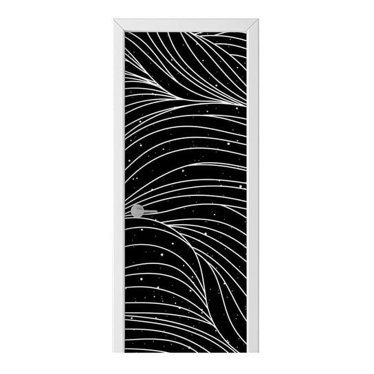 Naklejka na drzwi HOMEPRINT Czarno-biały wzór fal 85x205 cm HOMEPRINT