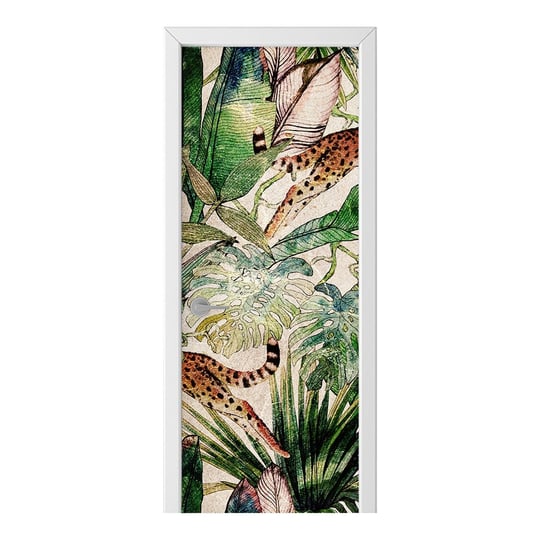 Naklejka na drzwi HOMEPRINT Jaguar wśród liści 75x205 cm HOMEPRINT