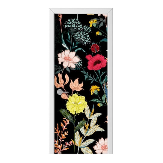 Naklejka na drzwi HOMEPRINT Kolorowe kwiaty polne 95x205 cm HOMEPRINT