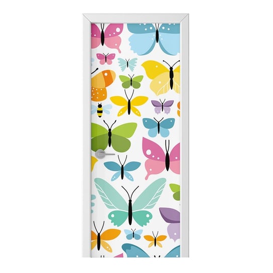 Naklejka na drzwi HOMEPRINT Kolorowe motyle 75x205 cm HOMEPRINT
