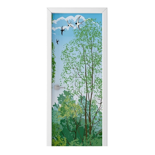 Naklejka na drzwi HOMEPRINT Krajobraz z drzewami 75x205 cm HOMEPRINT