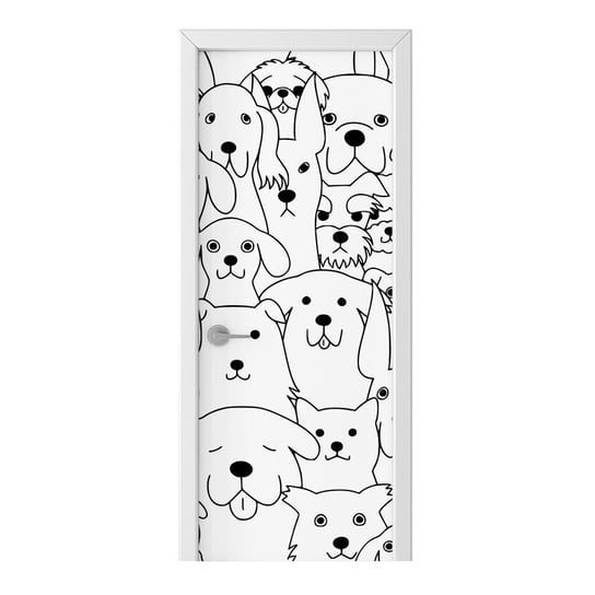 Naklejka na drzwi HOMEPRINT Kreskówkowe psy 75x205 cm HOMEPRINT