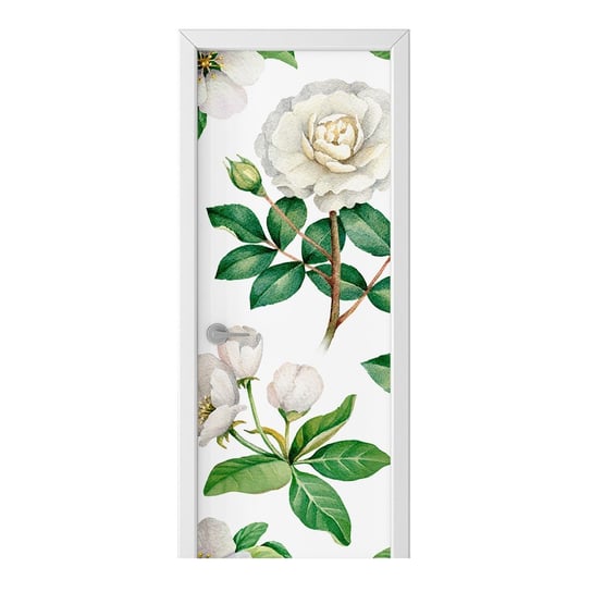 Naklejka na drzwi HOMEPRINT Kwiaty na białym tle 95x205 cm HOMEPRINT