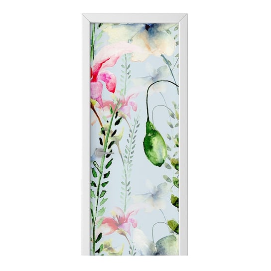 Naklejka na drzwi HOMEPRINT Malowane kwiaty 95x205 cm HOMEPRINT