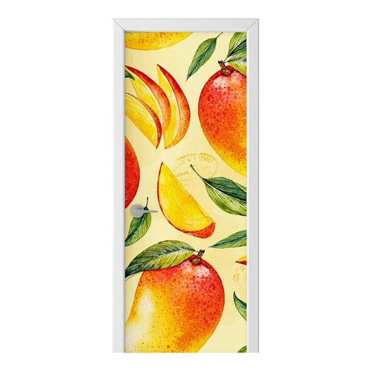 Naklejka na drzwi HOMEPRINT Mango na żółtym tle 95x205 cm HOMEPRINT