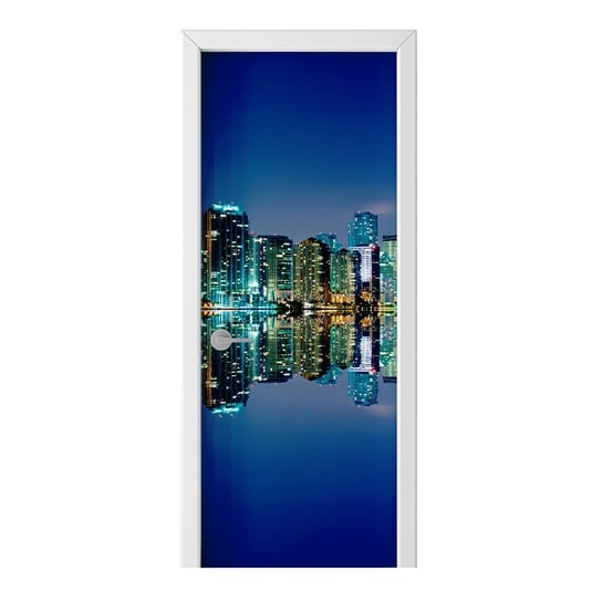 Naklejka na drzwi HOMEPRINT Panorama Miami nocą 85x205 cm HOMEPRINT