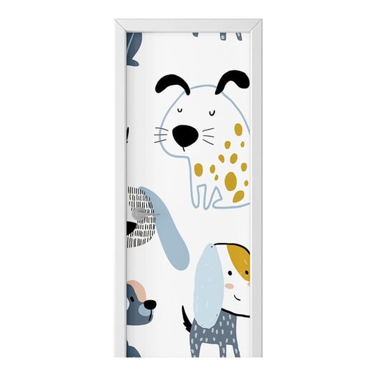 Naklejka na drzwi HOMEPRINT Pieski na białym tle 75x205 cm HOMEPRINT