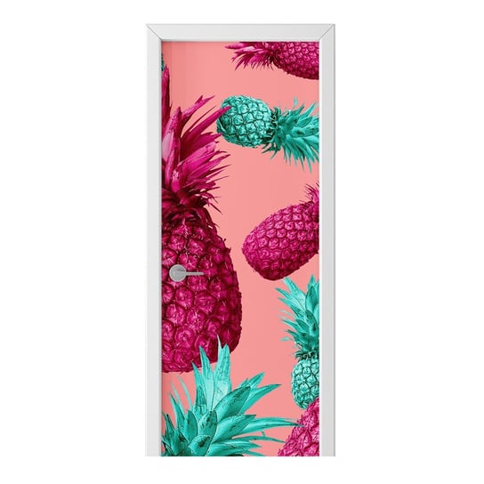 Naklejka na drzwi HOMEPRINT Różowy i zielony ananas 85x205 cm HOMEPRINT