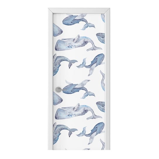 Naklejka na drzwi HOMEPRINT Wieloryby na białym tle 85x205 cm HOMEPRINT