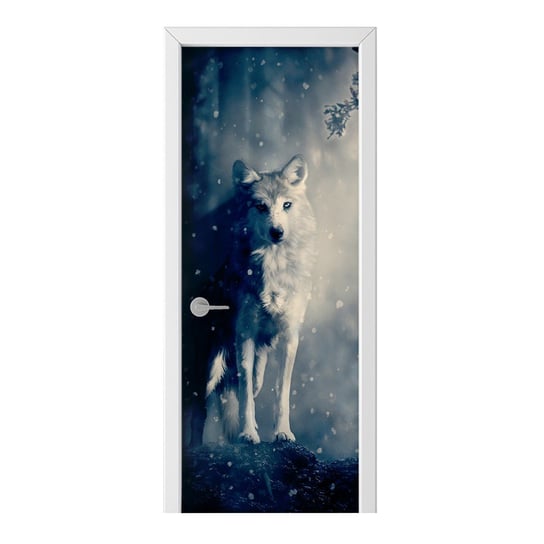 Naklejka na drzwi HOMEPRINT Wilk w lesie 75x205 cm HOMEPRINT