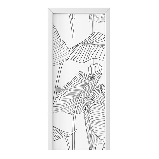 Naklejka na drzwi HOMEPRINT Wzór białe liście palmy 85x205 cm HOMEPRINT