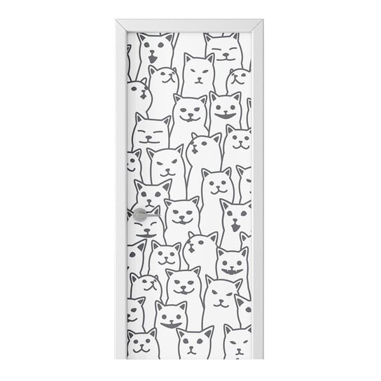 Naklejka na drzwi HOMEPRINT Wzór białych kotów 75x205 cm HOMEPRINT