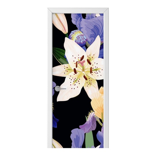 Naklejka na drzwi HOMEPRINT Wzór kwiatów lilii 85x205 cm HOMEPRINT