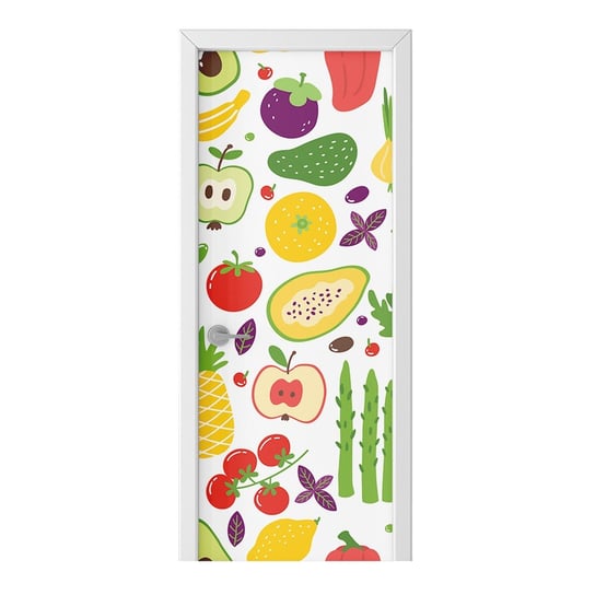 Naklejka na drzwi HOMEPRINT Wzór owoców i warzyw 95x205 cm HOMEPRINT