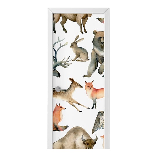 Naklejka na drzwi HOMEPRINT Wzór zwierząt leśnych 75x205 cm HOMEPRINT
