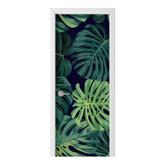 Naklejka na drzwi HOMEPRINT Zielone liście monstera 75x205 cm HOMEPRINT