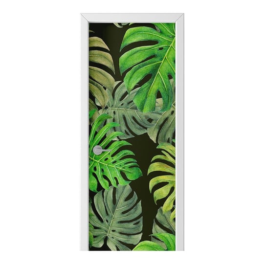 Naklejka na drzwi HOMEPRINT Zielone liście monstera 95x205 cm HOMEPRINT