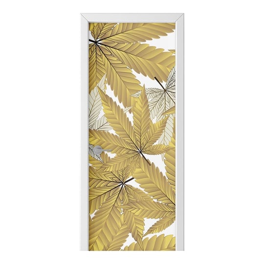 Naklejka na drzwi HOMEPRINT Złote liście marihuany 75x205 cm HOMEPRINT