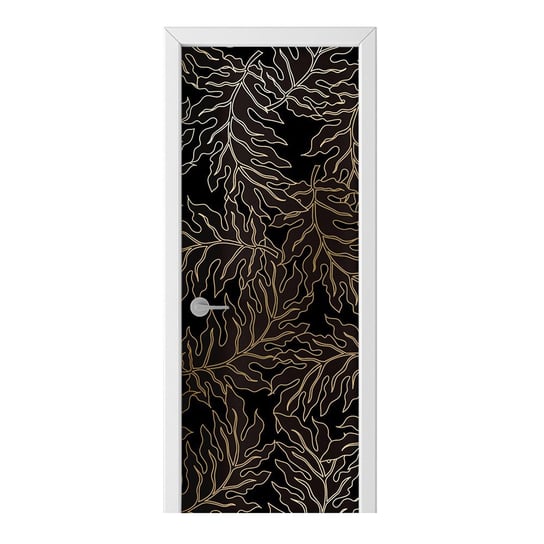 Naklejka na drzwi HOMEPRINT Złoty kontur liści 85x205 cm HOMEPRINT