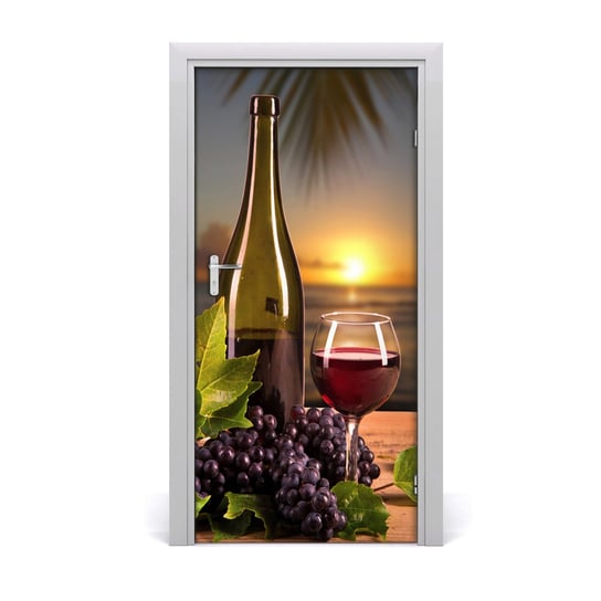 Naklejka na drzwi samoprzylepna Winogrona i wino, Tulup Tulup