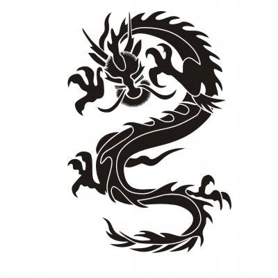 Naklejka na ścianę dragon tribal azja Smok 17, 70x48 cm Naklejkolandia