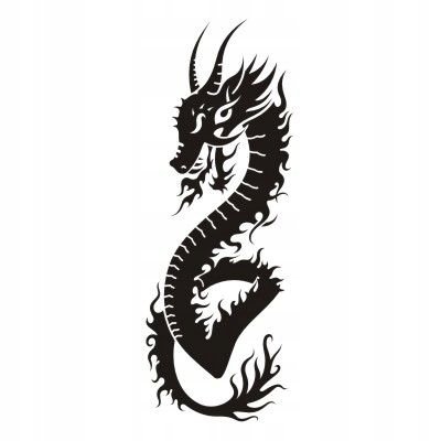 Naklejka na ścianę dragon tribal azja Smok 30, 98x36 cm Naklejkolandia
